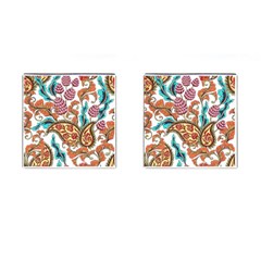 Flowers Pattern Texture White Background Paisley Cufflinks (square)