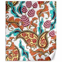 Flowers Pattern Texture White Background Paisley Canvas 20  X 24 