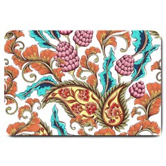 Flowers Pattern Texture White Background Paisley Large Doormat