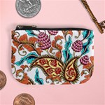 Flowers Pattern Texture White Background Paisley Mini Coin Purse Front