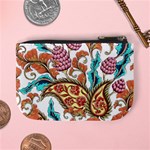 Flowers Pattern Texture White Background Paisley Mini Coin Purse Back