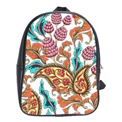 Flowers Pattern Texture White Background Paisley School Bag (large)