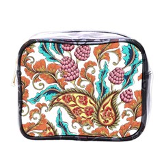 Flowers Pattern Texture White Background Paisley Mini Toiletries Bag (one Side)