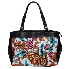 Flowers Pattern Texture White Background Paisley Oversize Office Handbag