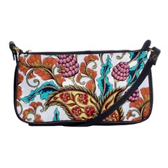 Flowers Pattern Texture White Background Paisley Shoulder Clutch Bag