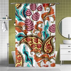 Flowers Pattern Texture White Background Paisley Shower Curtain 48  X 72  (small)  by Jancukart