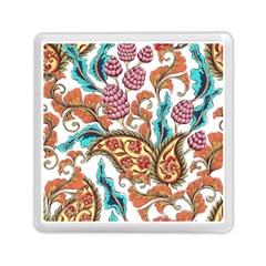 Flowers Pattern Texture White Background Paisley Memory Card Reader (square)