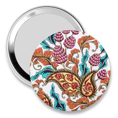 Flowers Pattern Texture White Background Paisley 3  Handbag Mirrors