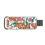 Flowers Pattern Texture White Background Paisley Portable USB Flash (Two Sides) Back