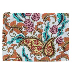 Flowers Pattern Texture White Background Paisley Cosmetic Bag (xxl)