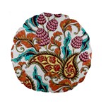 Flowers Pattern Texture White Background Paisley Standard 15  Premium Round Cushions Front