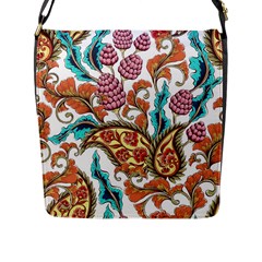 Flowers Pattern Texture White Background Paisley Flap Closure Messenger Bag (l)