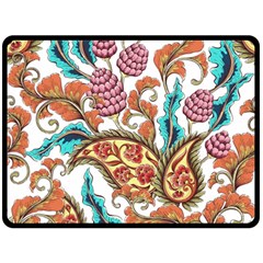 Flowers Pattern Texture White Background Paisley Fleece Blanket (large)