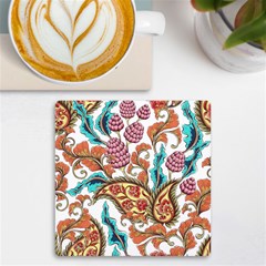 Flowers Pattern Texture White Background Paisley Uv Print Square Tile Coaster 