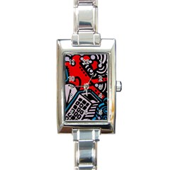 Multicolored Doodle Art Street Art Rectangle Italian Charm Watch by Jancukart