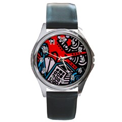 Multicolored Doodle Art Street Art Round Metal Watch by Jancukart