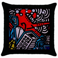 Multicolored Doodle Art Street Art Throw Pillow Case (black)