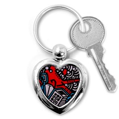 Multicolored Doodle Art Street Art Key Chain (heart)