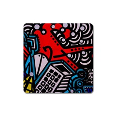 Multicolored Doodle Art Street Art Square Magnet by Jancukart