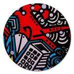 Multicolored Doodle Art Street Art Magnet 5  (Round) Front