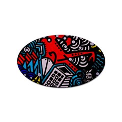 Multicolored Doodle Art Street Art Sticker Oval (10 Pack)