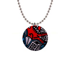 Multicolored Doodle Art Street Art 1  Button Necklace