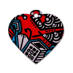 Multicolored Doodle Art Street Art Dog Tag Heart (two Sides)