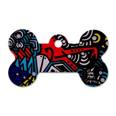 Multicolored Doodle Art Street Art Dog Tag Bone (two Sides)