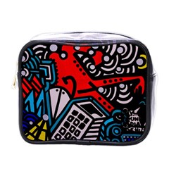 Multicolored Doodle Art Street Art Mini Toiletries Bag (one Side) by Jancukart