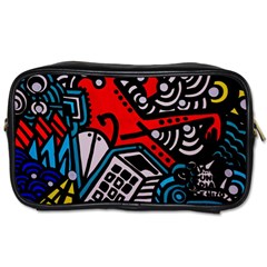 Multicolored Doodle Art Street Art Toiletries Bag (one Side)