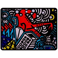 Multicolored Doodle Art Street Art One Side Fleece Blanket (large)