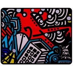 Multicolored Doodle Art Street Art One Side Fleece Blanket (medium)