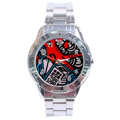 Multicolored Doodle Art Street Art Stainless Steel Analogue Watch by Jancukart