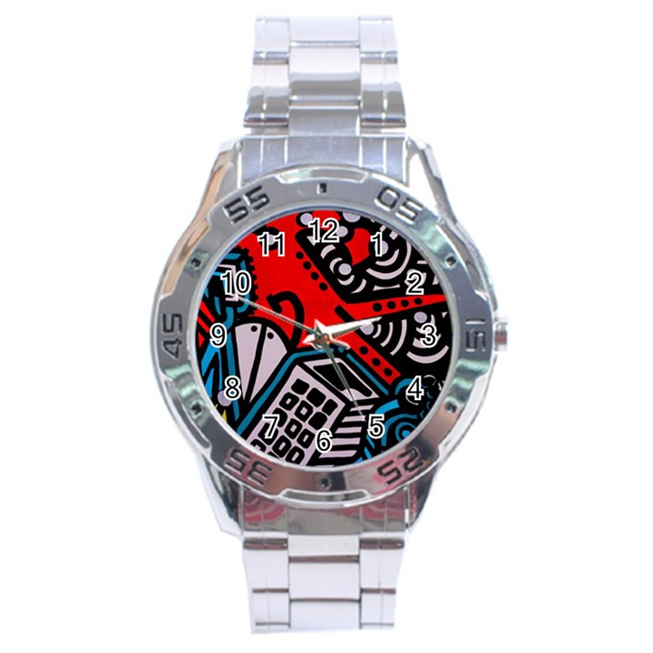 Multicolored Doodle Art Street Art Stainless Steel Analogue Watch