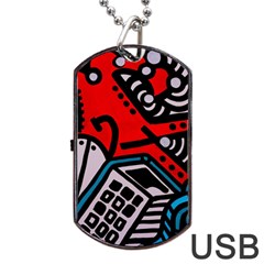 Multicolored Doodle Art Street Art Dog Tag Usb Flash (one Side)