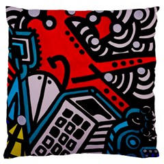 Multicolored Doodle Art Street Art Large Cushion Case (two Sides)