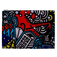 Multicolored Doodle Art Street Art Cosmetic Bag (xxl)