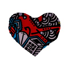 Multicolored Doodle Art Street Art Standard 16  Premium Heart Shape Cushions