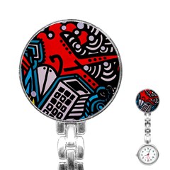 Multicolored Doodle Art Street Art Stainless Steel Nurses Watch by Jancukart