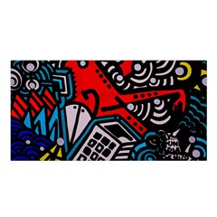 Multicolored Doodle Art Street Art Satin Shawl 45  X 80 