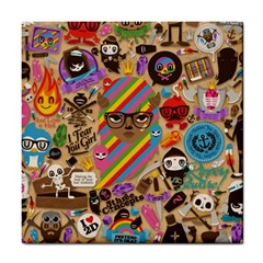 Multicolored Doodle Art Wallpaper Tile Coaster