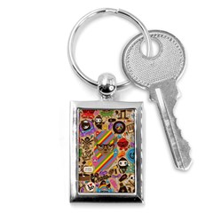 Multicolored Doodle Art Wallpaper Key Chain (rectangle)