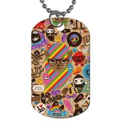 Multicolored Doodle Art Wallpaper Dog Tag (one Side)