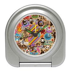 Multicolored Doodle Art Wallpaper Travel Alarm Clock