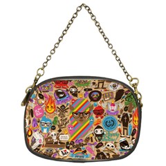 Multicolored Doodle Art Wallpaper Chain Purse (two Sides)