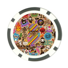 Multicolored Doodle Art Wallpaper Poker Chip Card Guard (10 Pack)