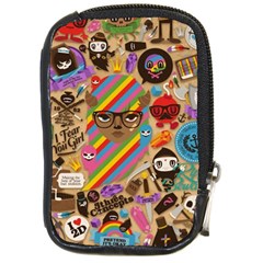 Multicolored Doodle Art Wallpaper Compact Camera Leather Case