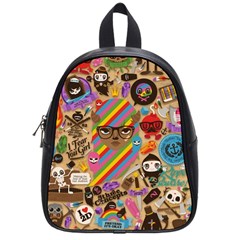 Multicolored Doodle Art Wallpaper School Bag (small)