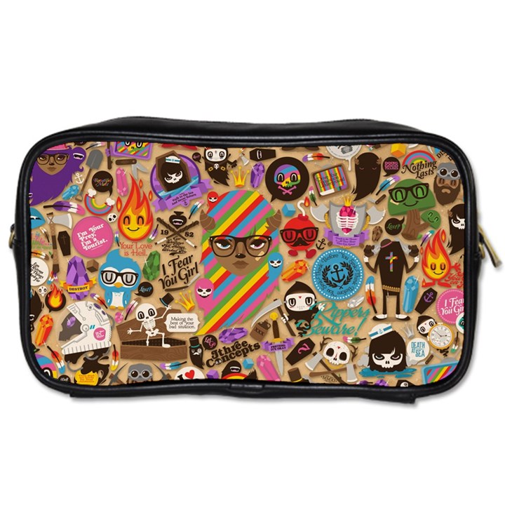 Multicolored Doodle Art Wallpaper Toiletries Bag (One Side)