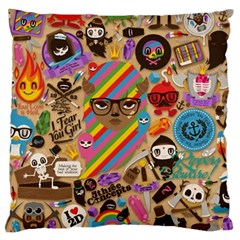 Multicolored Doodle Art Wallpaper Large Cushion Case (two Sides)